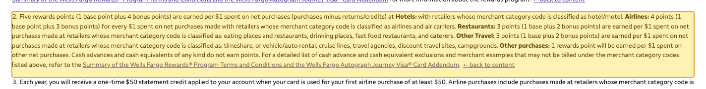 Issuer page screenshot with the quoted text highlighted: Airlines: 4 points (1 base point plus 3 bonus points) for every $1 spent on net purchases made with retailers whose merchant category code is classified as airlines and air carriers.